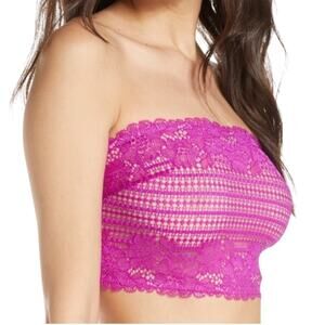Free People Intimately Camila Lace Bandeau Bra Top –Magenta, Strapless, …
